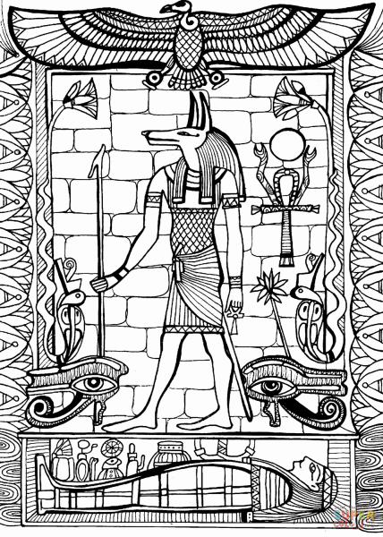 Бог Египта Анубис разукраска