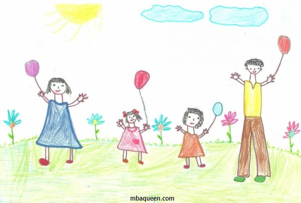Детский рисунок на тему моя семья