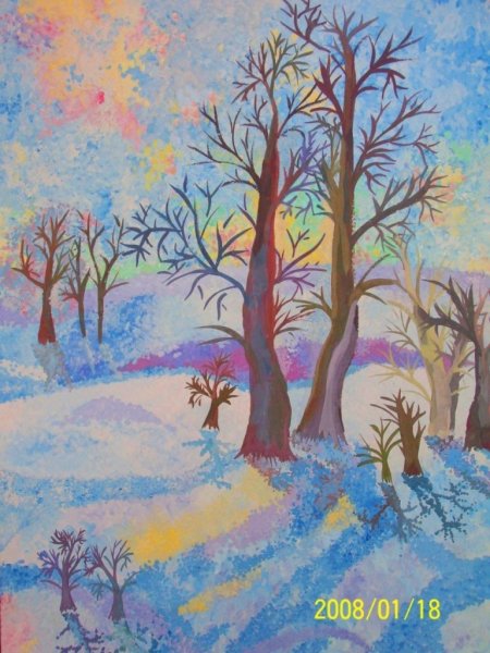 Зимний пейзаж в детских рисунках