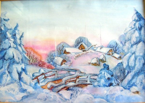 Зимнее утро иллюстрация