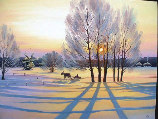 Картина зимнее утро