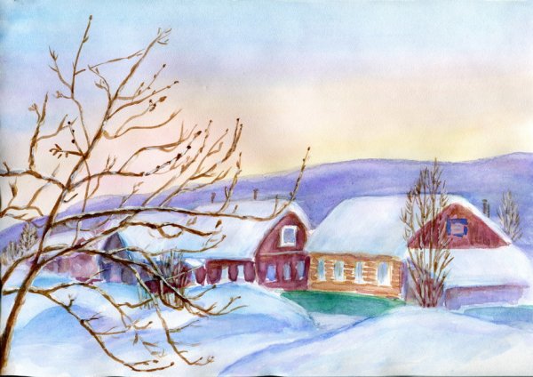 Зима на Кубани рисунок