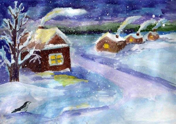 Рисунок на тему зимний вечер Пушкин