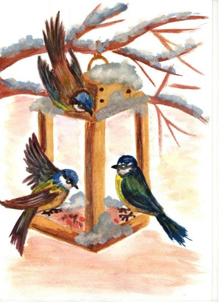 Рисование покормим птиц