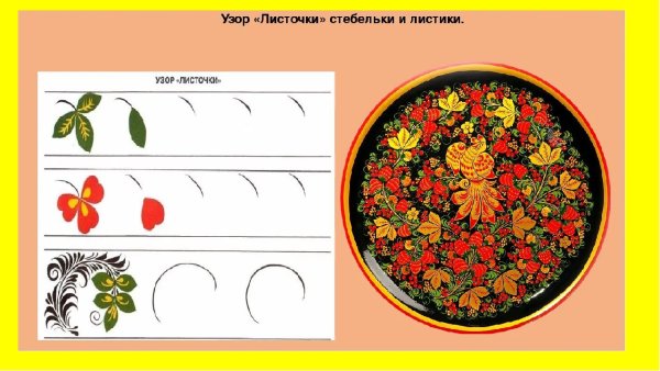 Узор листочки Хохломская роспись