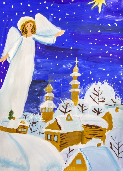 Рисунок на рождественскую тематику