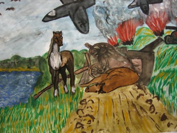Рисунки на тему животные на войне 1941-1945