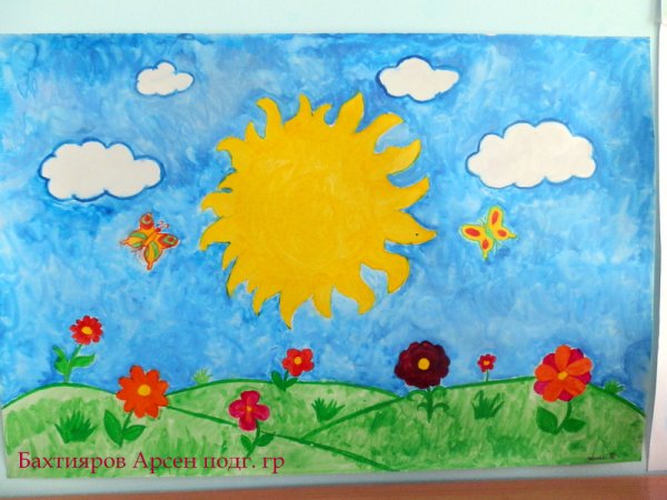 Детский рисунок на тему солнца