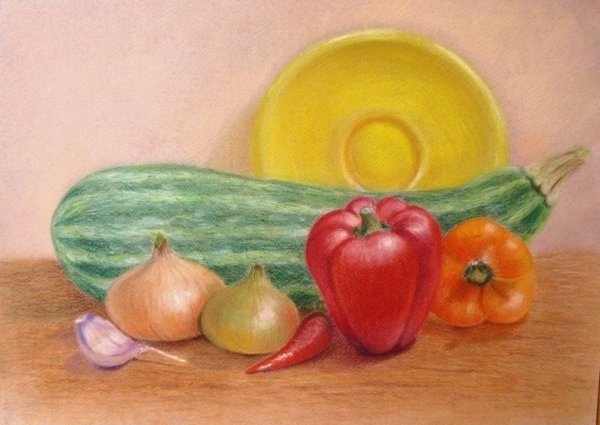 Рисование натюрморта из фруктов и овощей