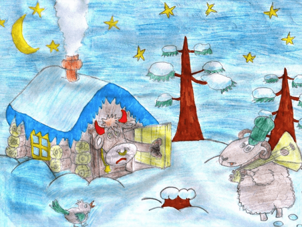 Детский рисунок на новогоднюю тематику