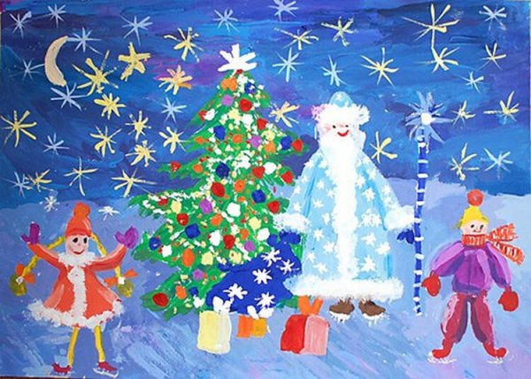 Детские рисунки на новогоднюю тему