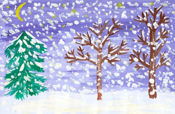 Детский рисунок зима