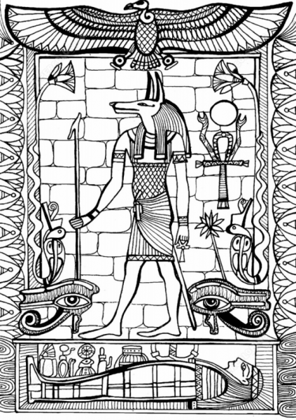 Бог Египта Анубис разукраска