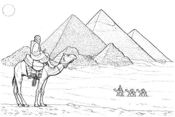 Пирамиды Гизы в Египте рисунок