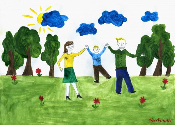 Рисование семья на прогулке