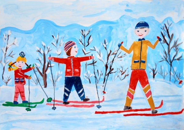Рисование зимняя прогулка