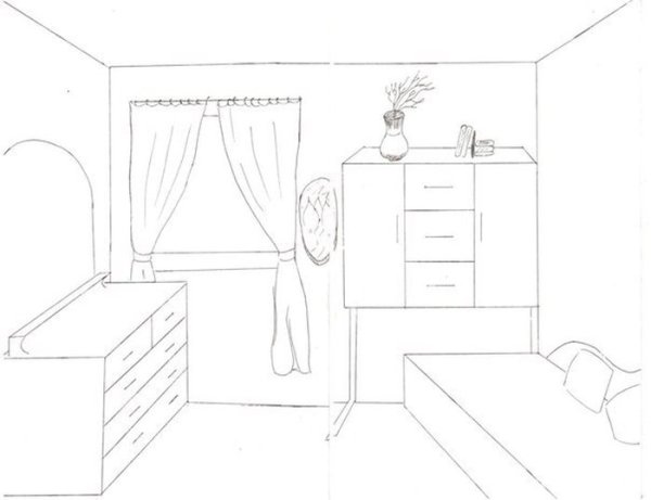 Комната карандашом