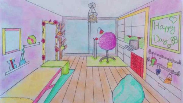 Эскиз интерьера детской комнаты