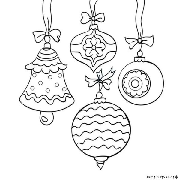 Раскраска новогодние игрушки