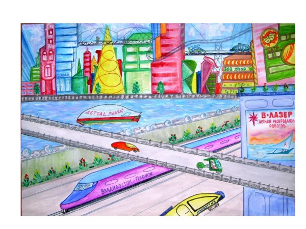 Город будущего рисунки детей