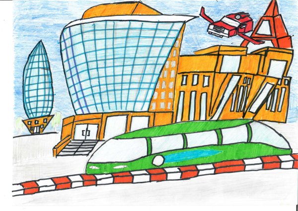 Город будущего детские рисунки