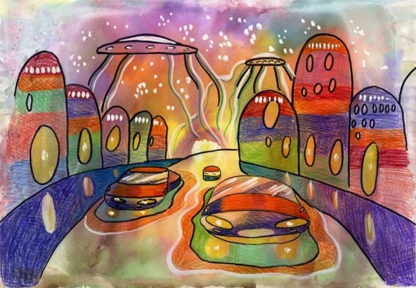 Рисование на тему город будущего