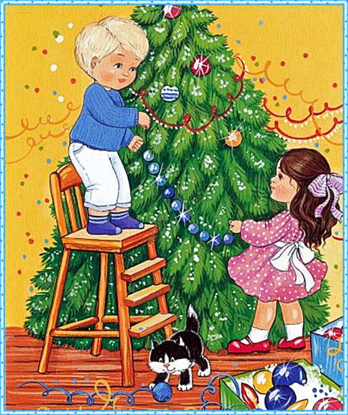 Дети украшают елку