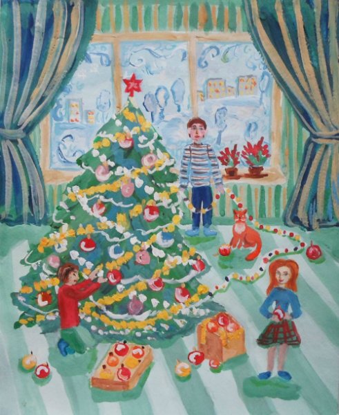 Елка наряженная на улице хоровод