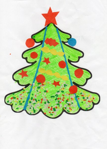 Аппликация. Новогодняя елочка
