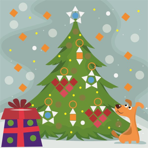 Новогодняя аппликация из геометрических фигур