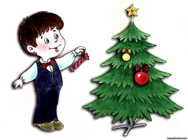 Картина дети украшают елку