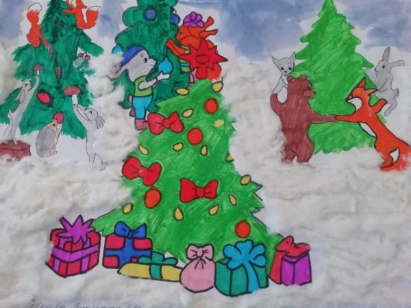 Новогодняя фантазия рисунок карандашом