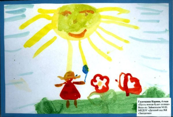 Детский рисунок на тему пусть всегда будет солнце