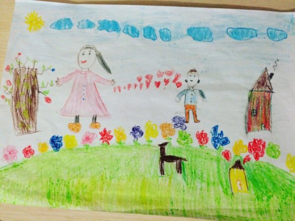 Детский рисунок я люблю маму