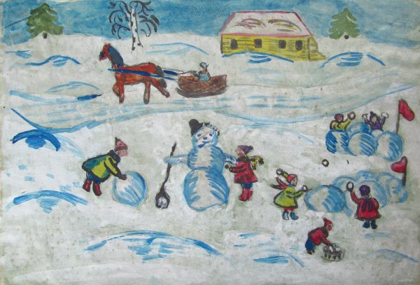 Рисование Снежная крепость старшая группа