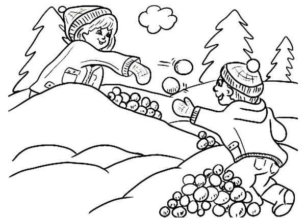 Зимние игры раскраска