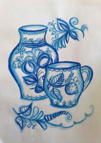 Композиция гжельской росписи