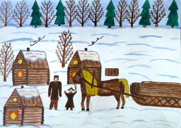 Иллюстрация к произведению Некрасова крестьянские дети