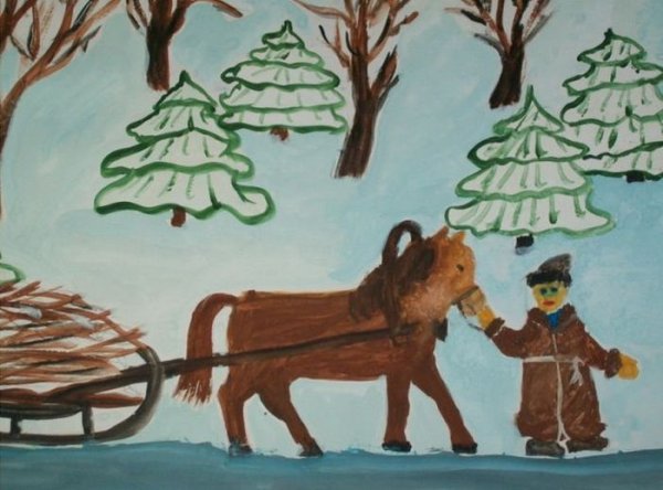 Лошадка везущая хворост ворох