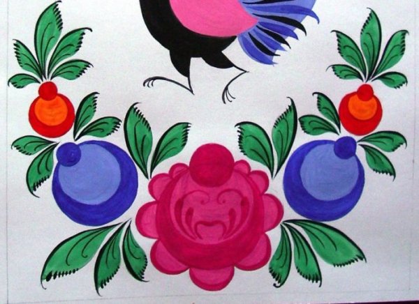 Городецкая роспись для детей Розан