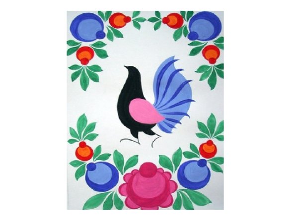 Декоративное рисование композиция с цветами и птицами