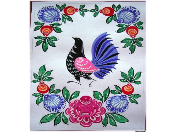 Городецкая роспись мозаика-Синтез