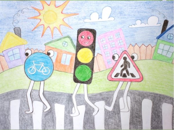 Детские рисунки на тему ПДД