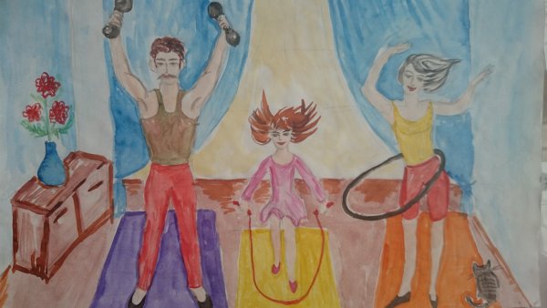 Рисование мама папа я спортивная семья