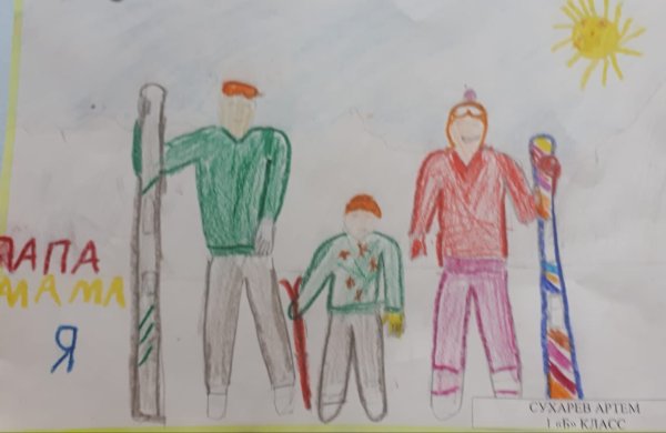 Мама папа я спортивная семья рисунок на конкурс