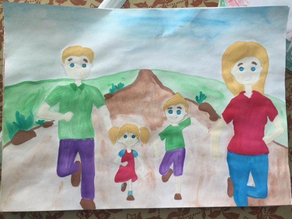 Рисунок мама папа я дружная семья