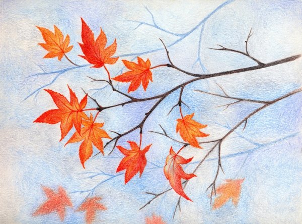 Рисунок осень карандашом