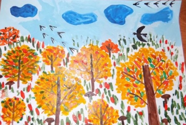 Рисунок на тему листопад легко