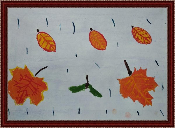 Рисование отпечатками листьев