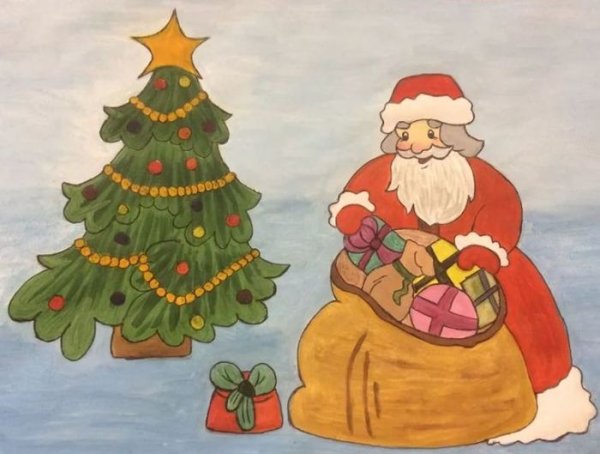 Дед Мороз детский рисунок